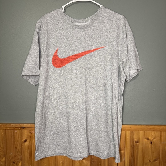 Nike Other - Nike Dri-Fit Tee Shirt Men's XL Gray Red/orange Swoosh Athletic Cut